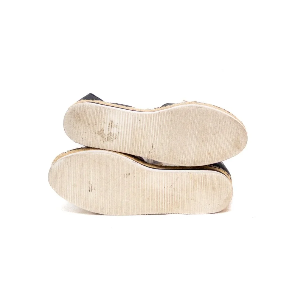 See By‎ Chloé Glyn Espadrille Sandals in Black Leather Ankle-Strap Size:EU37/US7